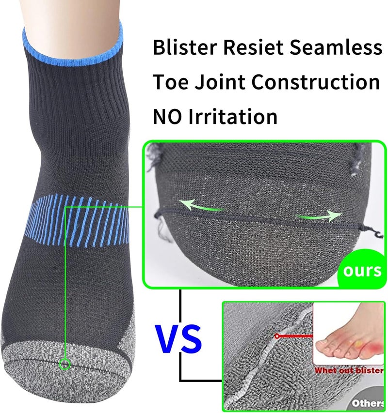 WindCrosser Mens and Womens Anti Odor Blister Resistant Seamless Thin Compression Quarter Crew Athletic Cycling Socks - Image 4
